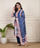 Blue & White gorgeous muslin suit set